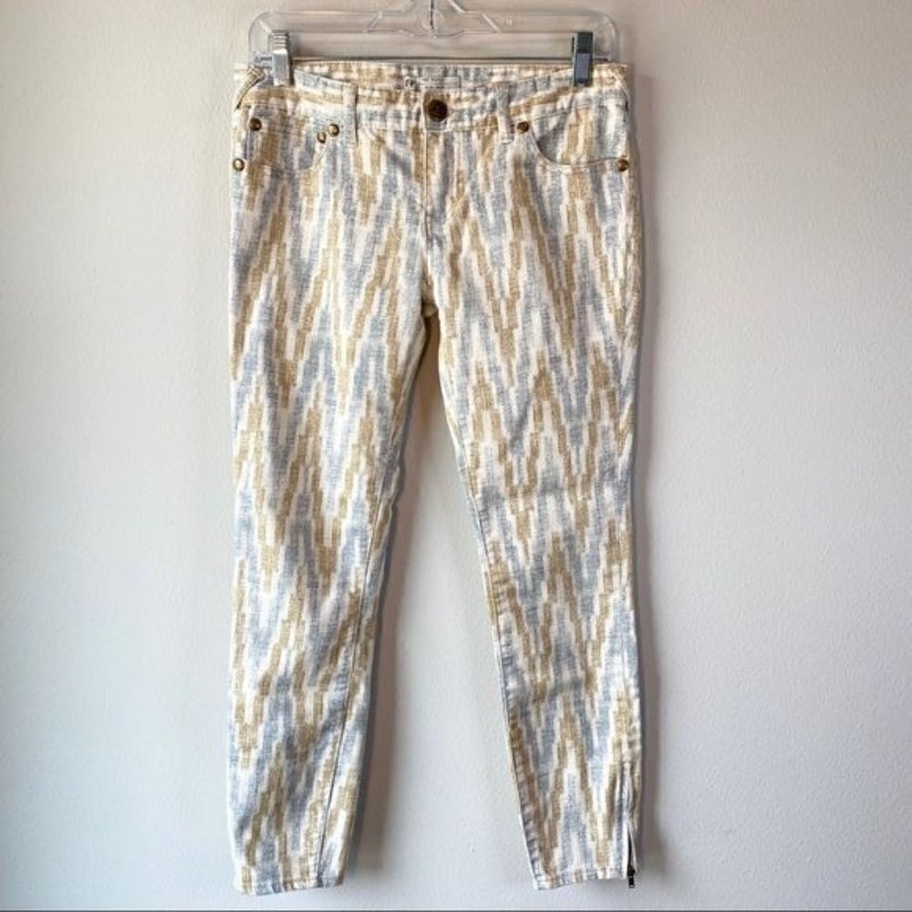 Free People Ivory Ikat Printed Skinny Jeans 27